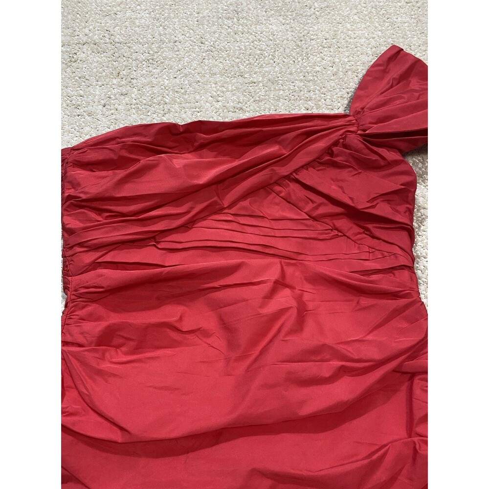 Zara Bright Red One-Shoulder Ruched Mini Dress Size S - Picture 5 of 16